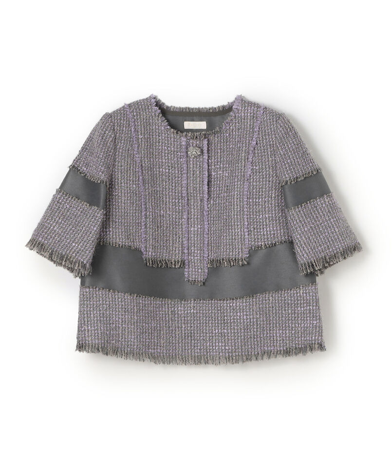 ■ブロッキングツイード ハーフスリーブプルオーバー