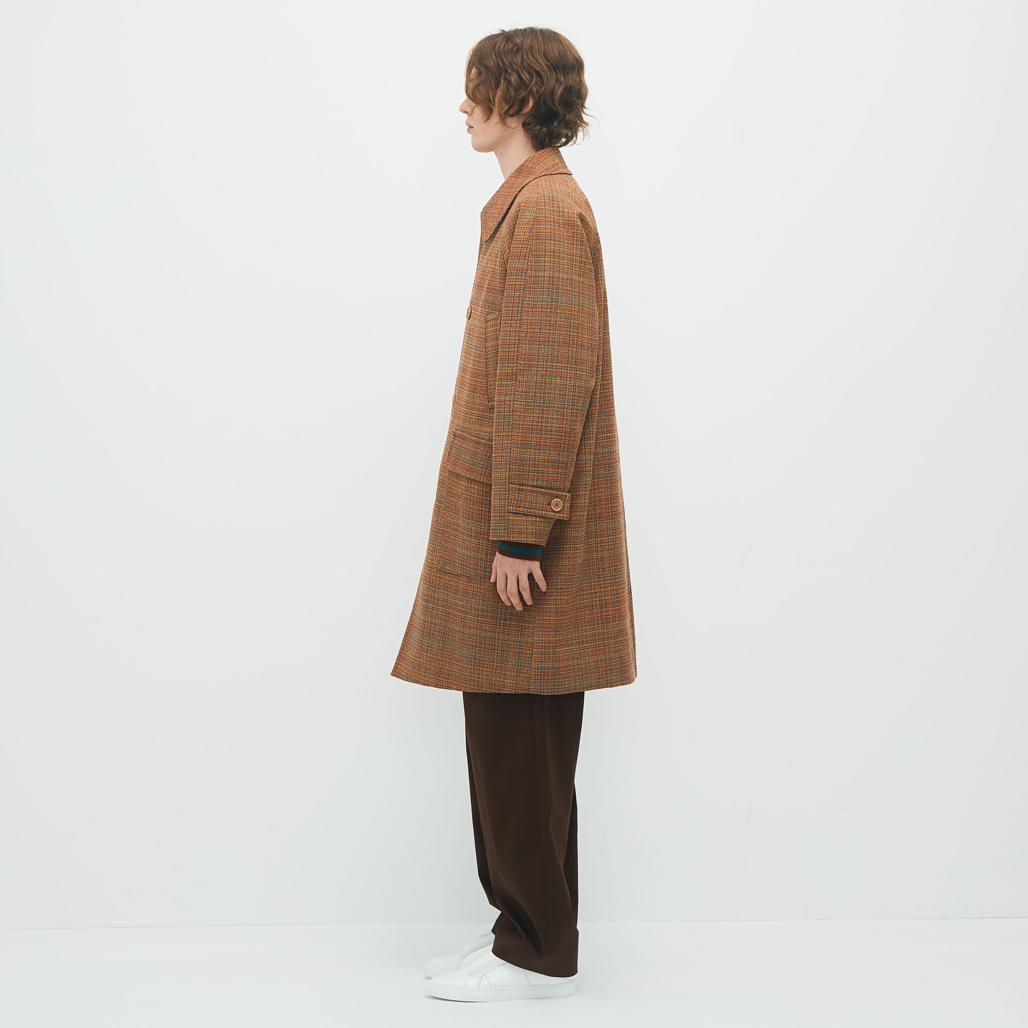セール】ウール ステンカラーコート Loro Piana Green Storm