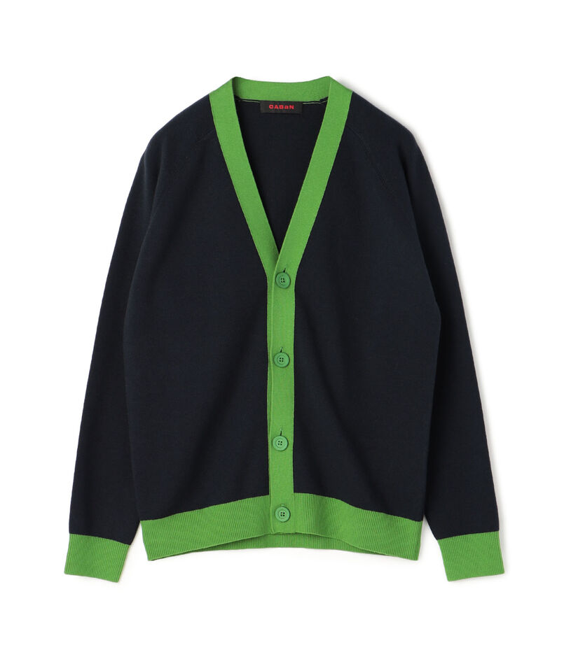 CABaN コットンカシミヤ バイカラーVネックカーディガン 