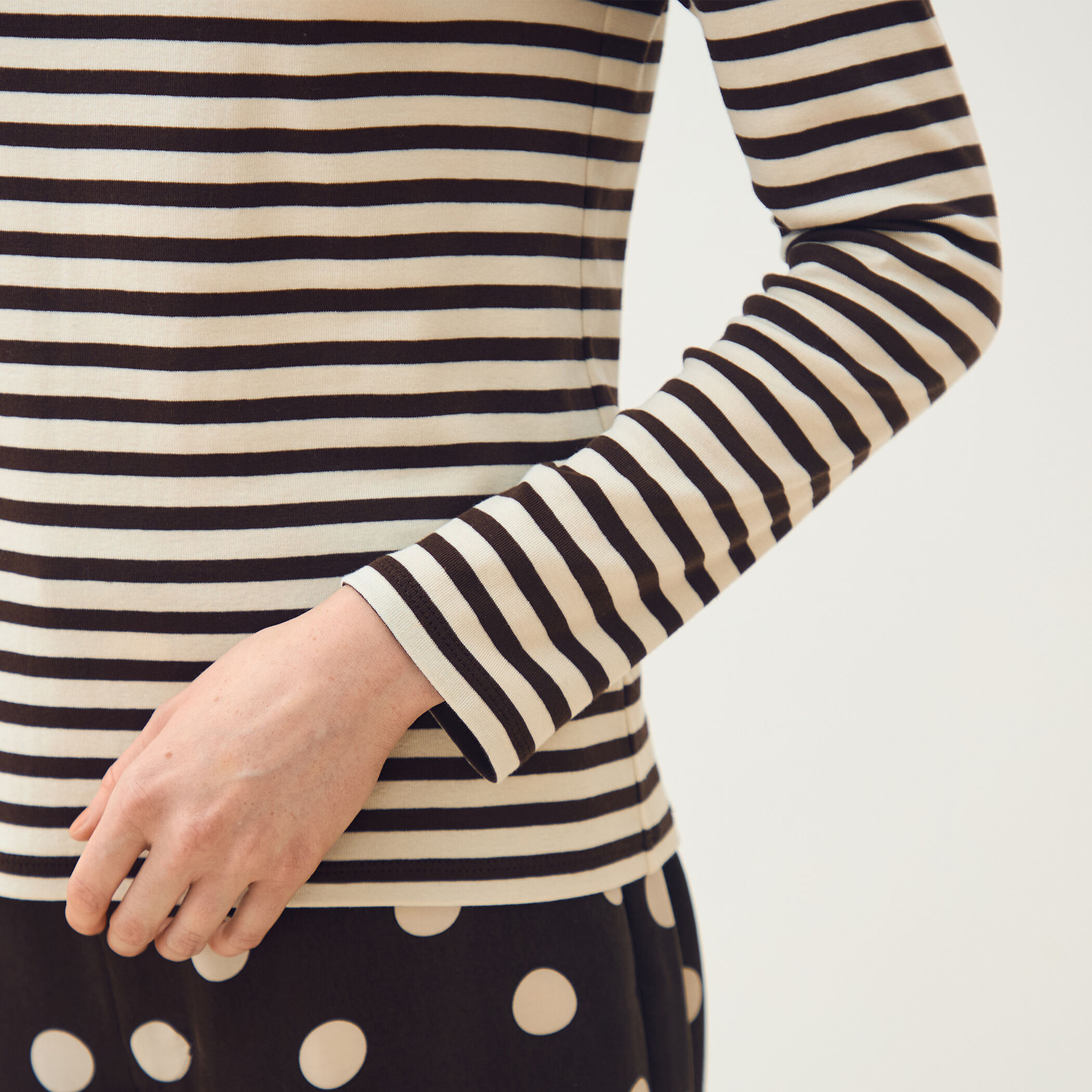 コットンフライスボーダー ロングスリーブプルオーバー