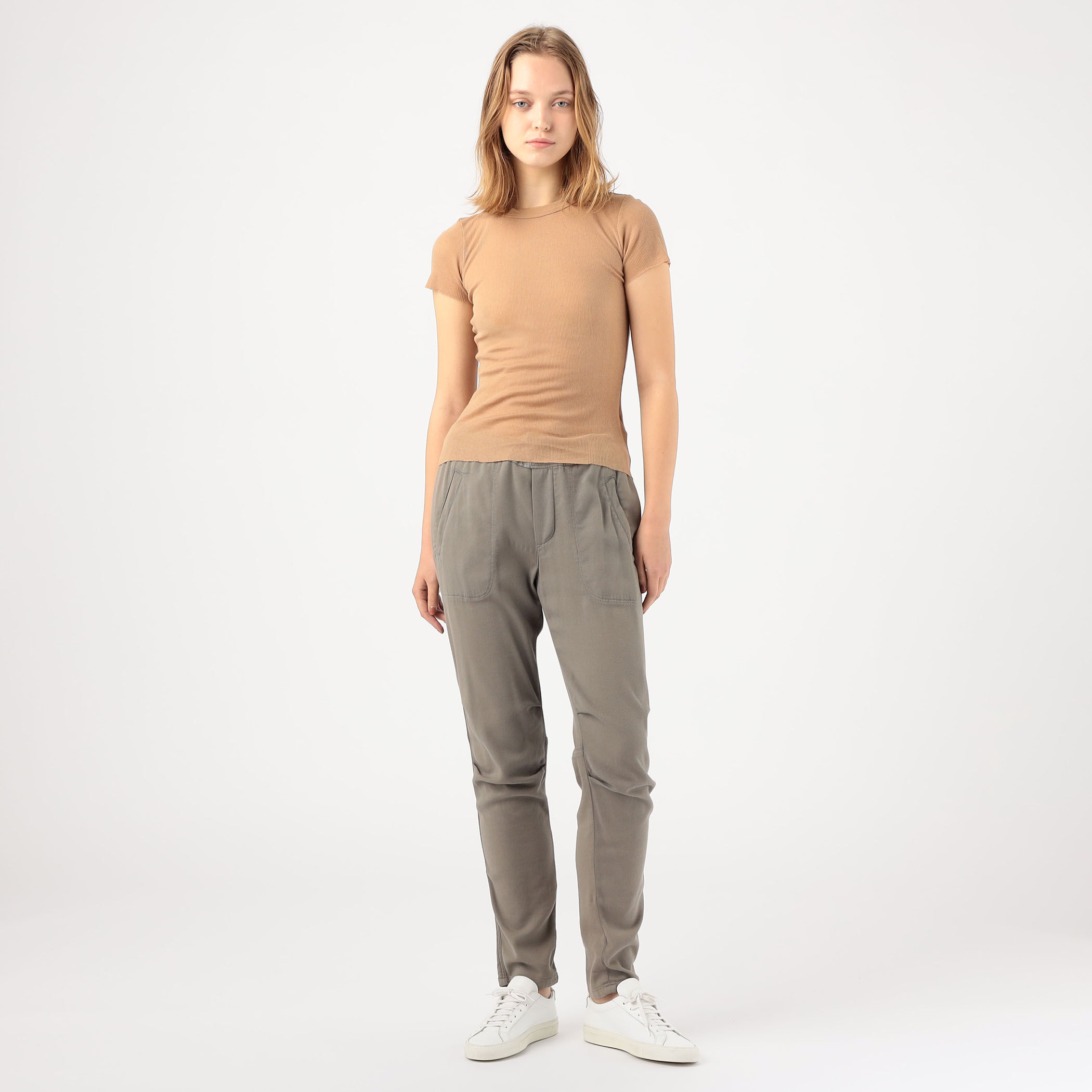 コットンカシミヤブレンドリブ クルーネックTシャツ WVA3978