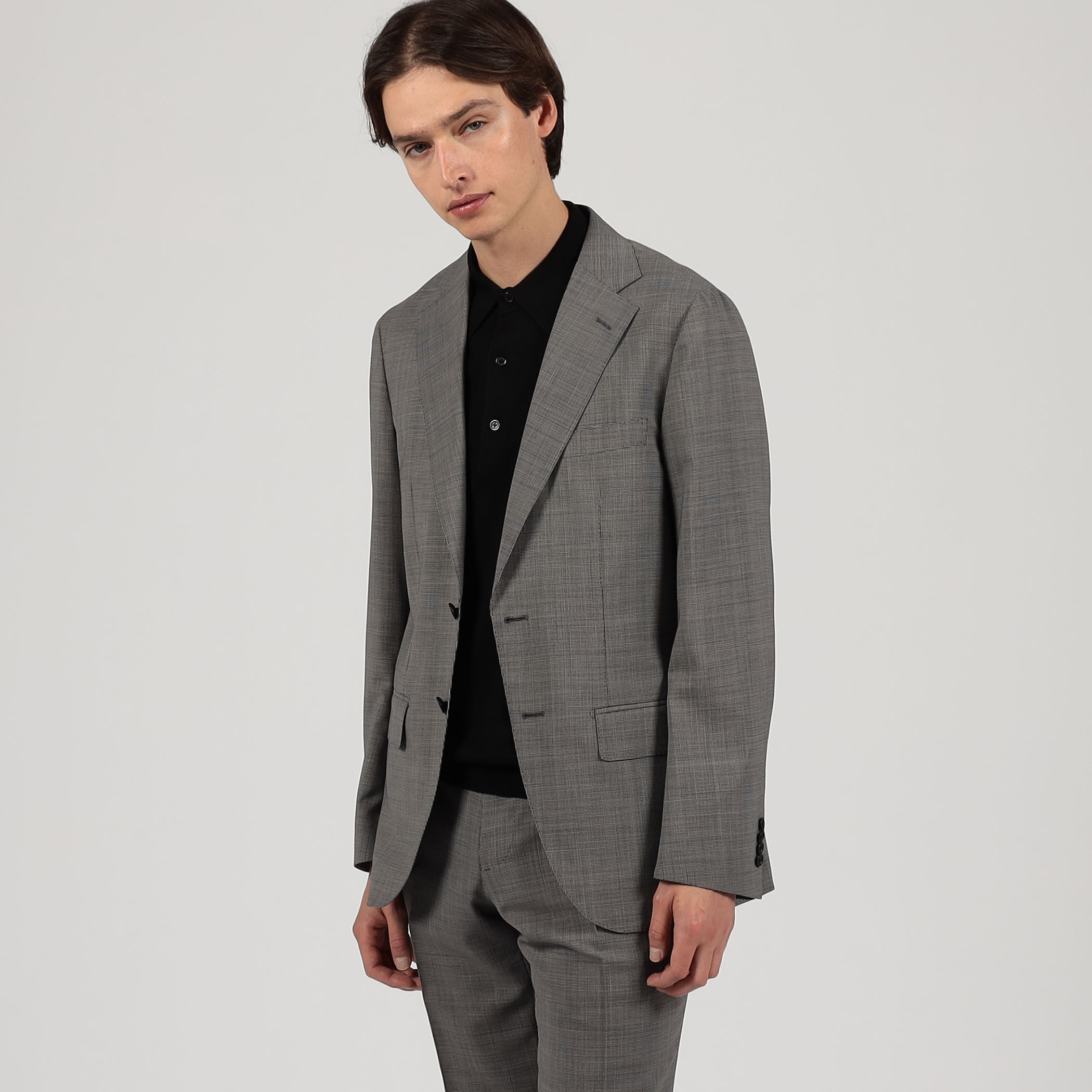 □Super120'sウールポリエステル シングルブレステッド2Bジャケット