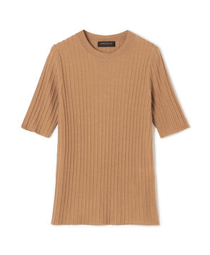 カシミヤシルクリブ ハーフスリーブプルオーバー