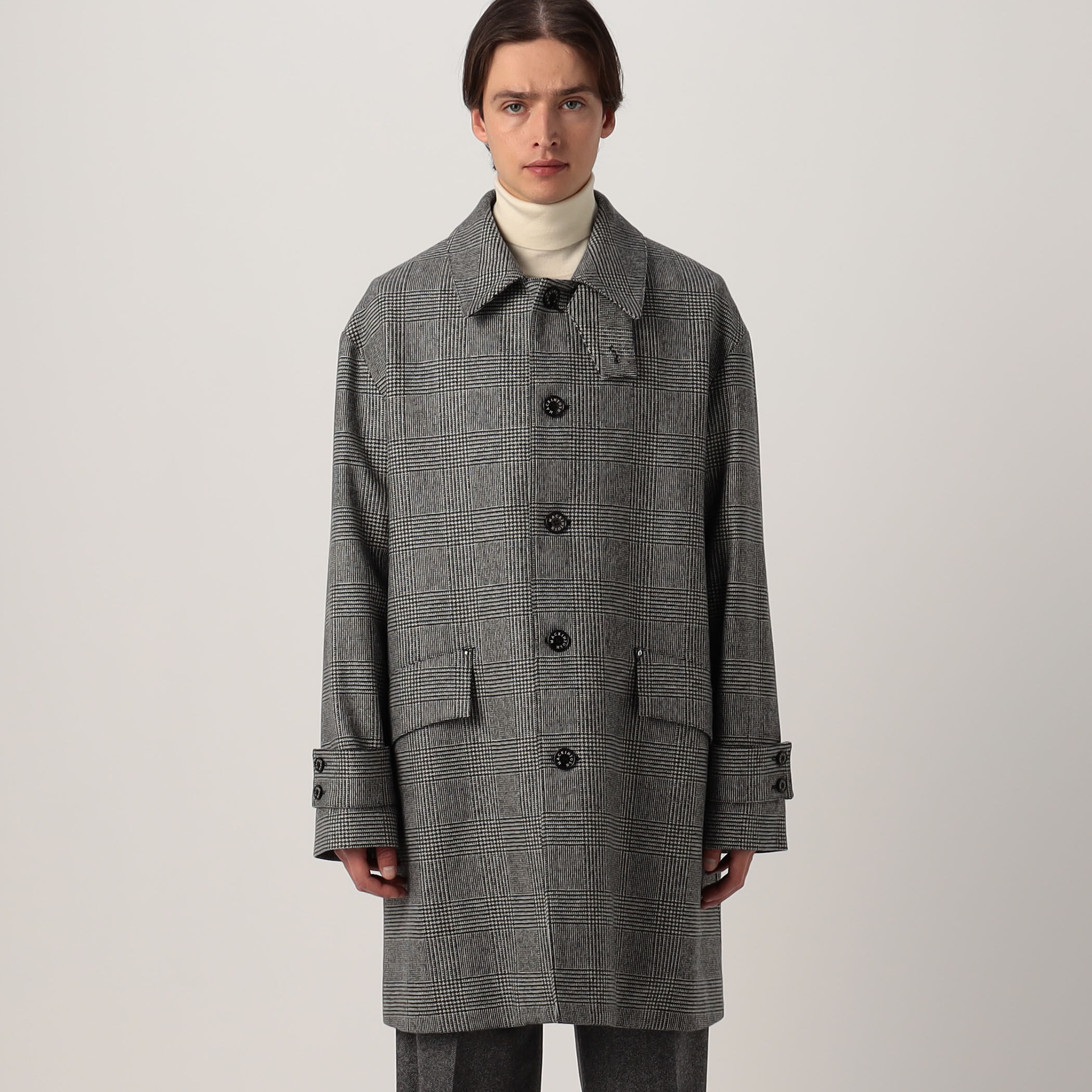 MACKINTOSH HUMBIE ウールグレンチェック ステンカラーコート