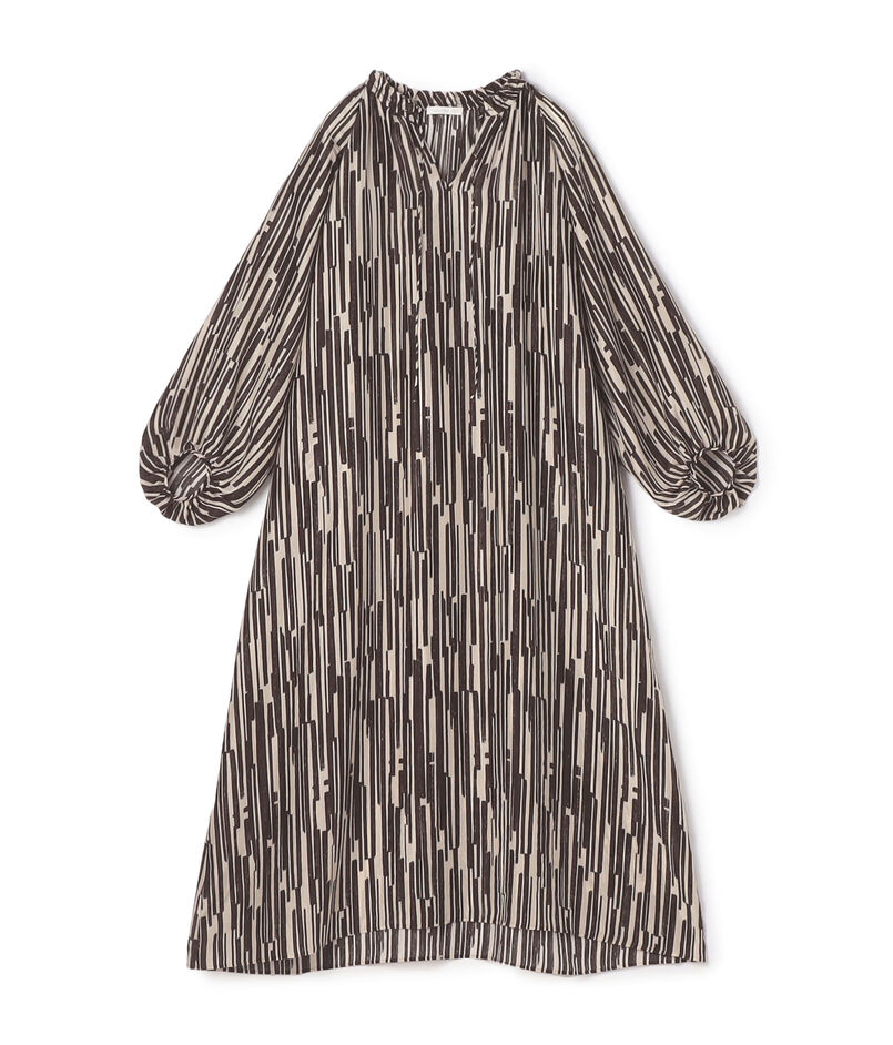 Silk Habutae print Puffed Sleeves Dresses