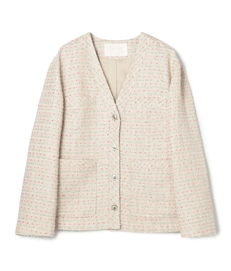 【WEB先行予約】エアリーファンシーツイード Vカラージャケット