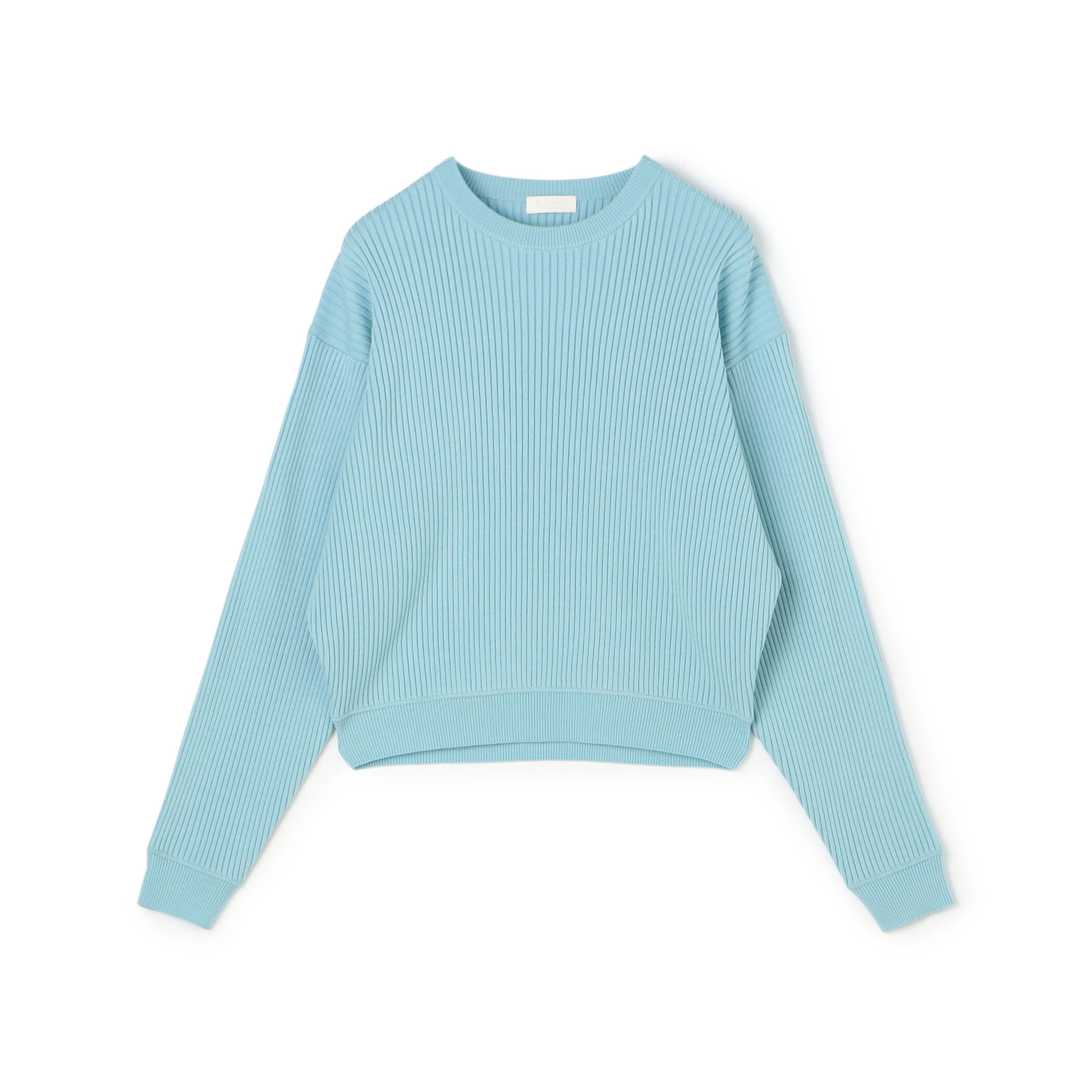 ウールポリエステルストレッチリブ クルーネックプルオーバー