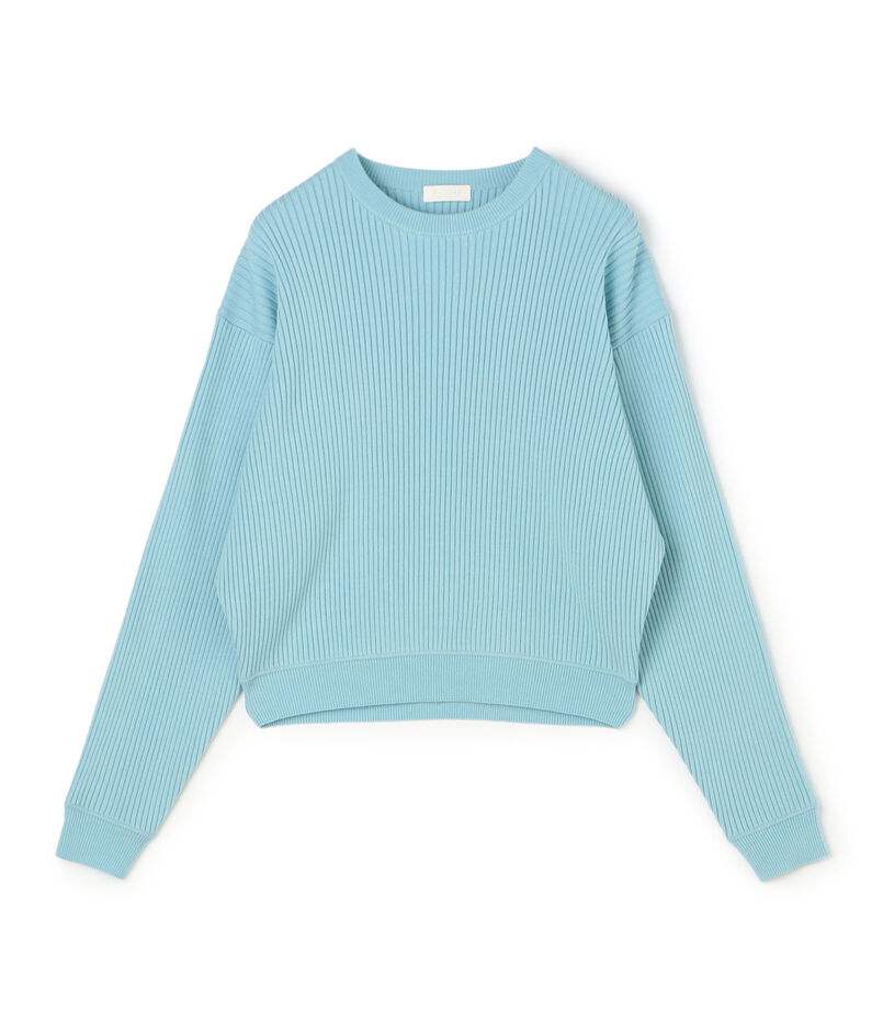ウールポリエステルストレッチリブ クルーネックプルオーバー