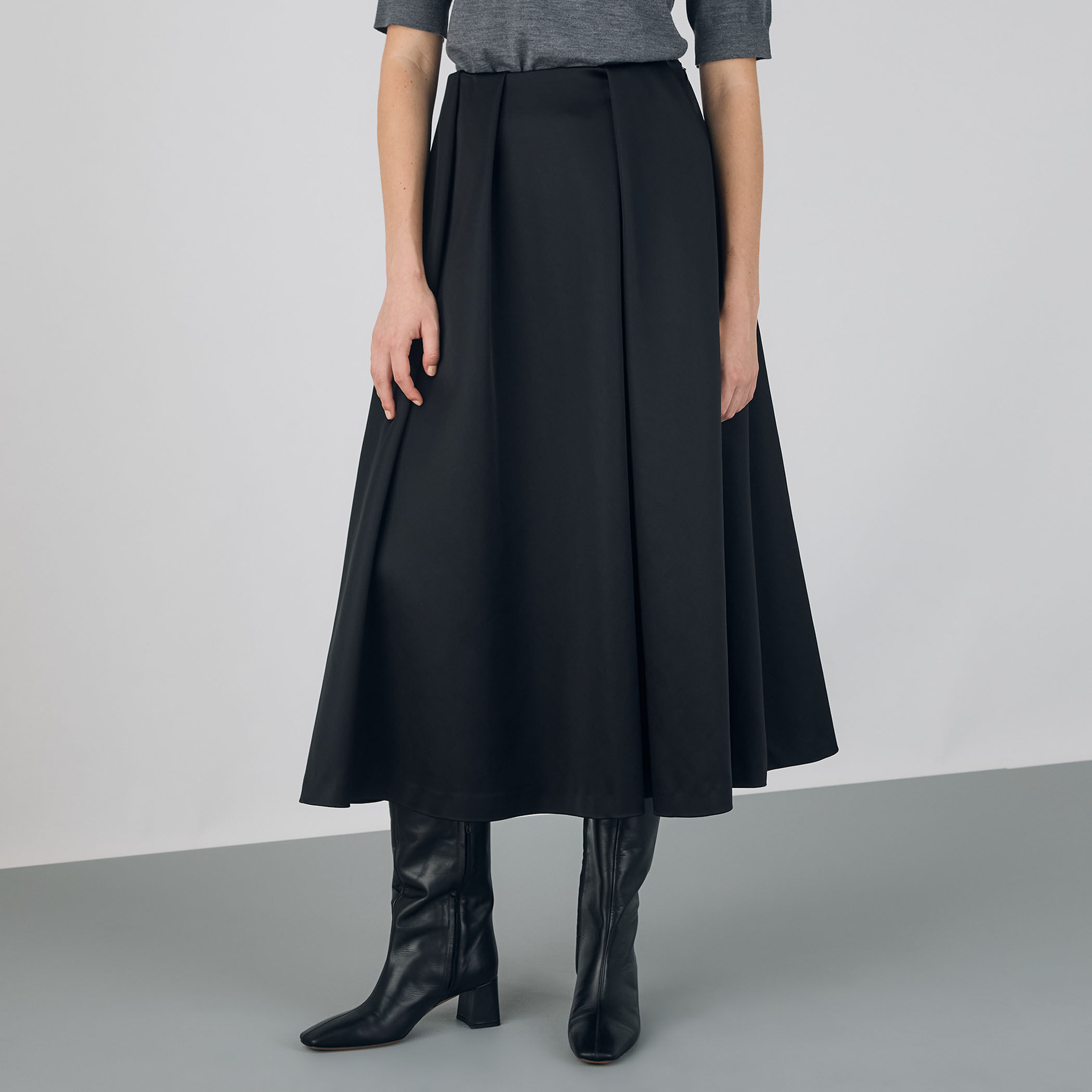 ナイロンハイカウントダブルクロス タックフレアスカート