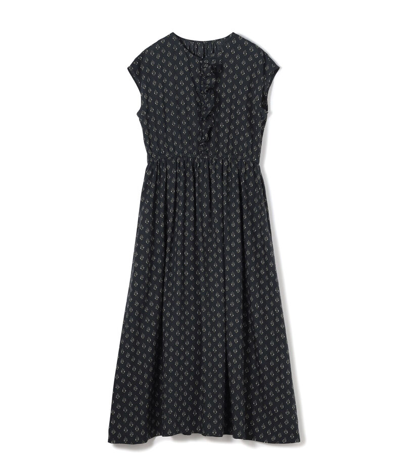 レーヨンプリント アシンメトリーフリルワンピース