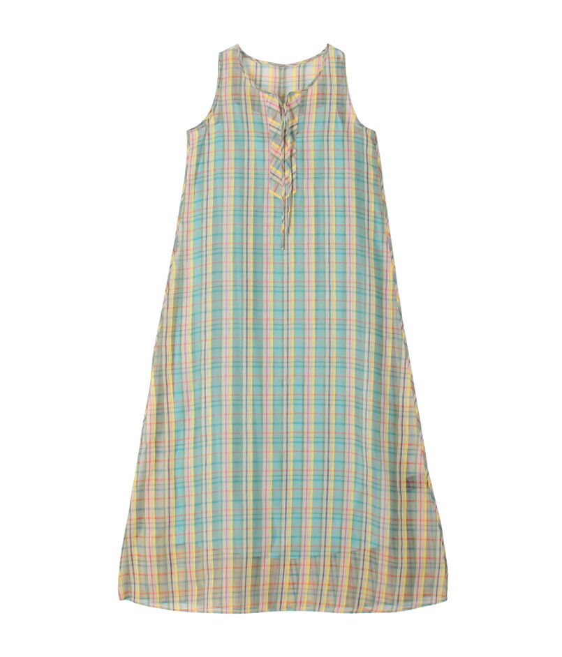 リネンシルクオーガンジーチェック フロンタブルワンピース