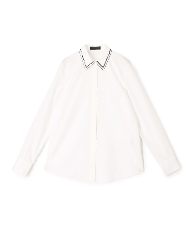 スーピマブロード スパンコールカラーシャツ