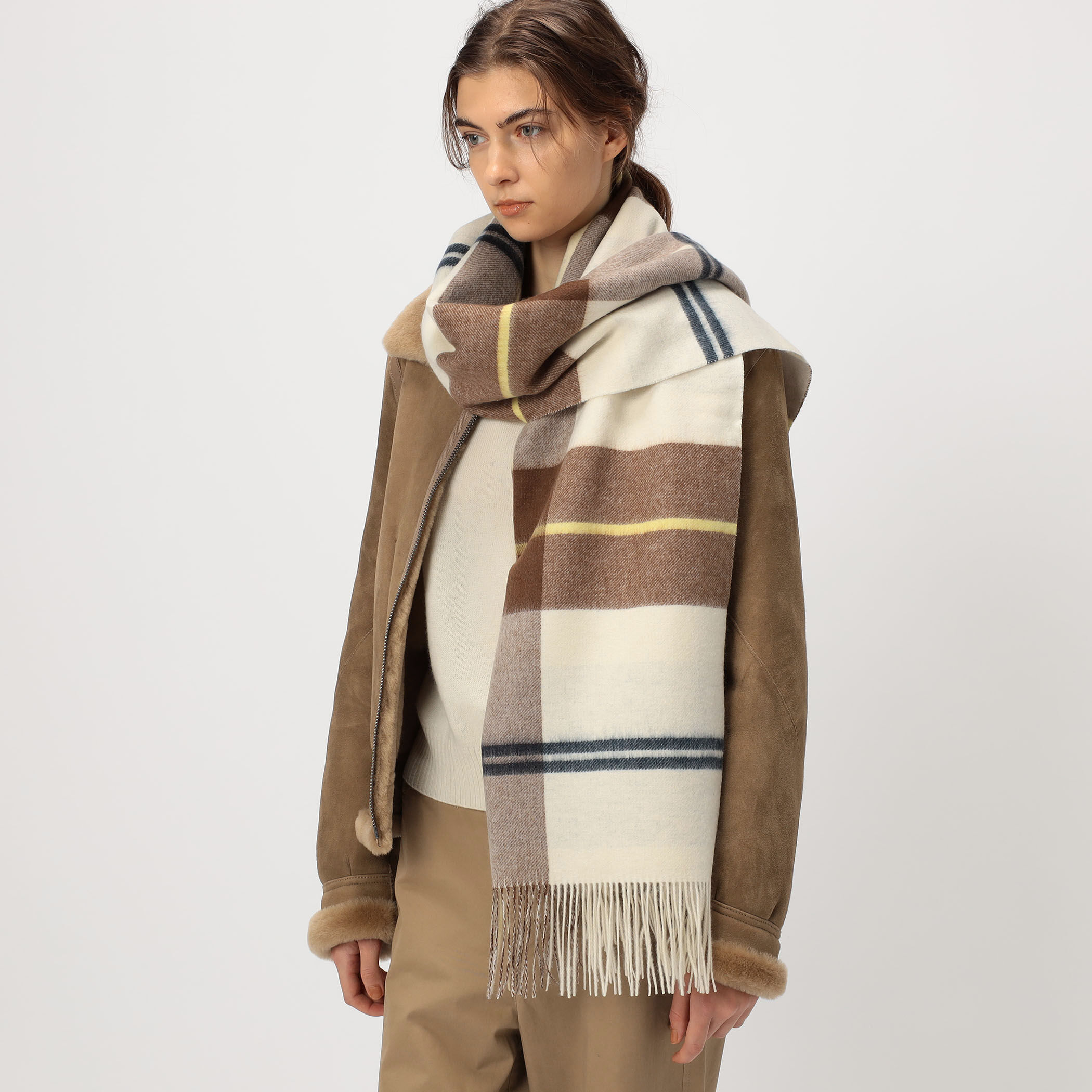 TOMORROWLAND カシミヤ ダブルフェイス チェックストール