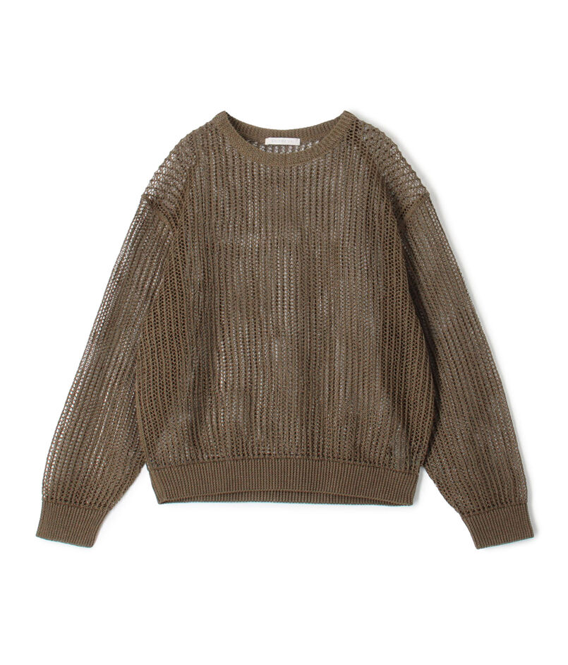 オープンワークコットン クルーネックプルオーバー