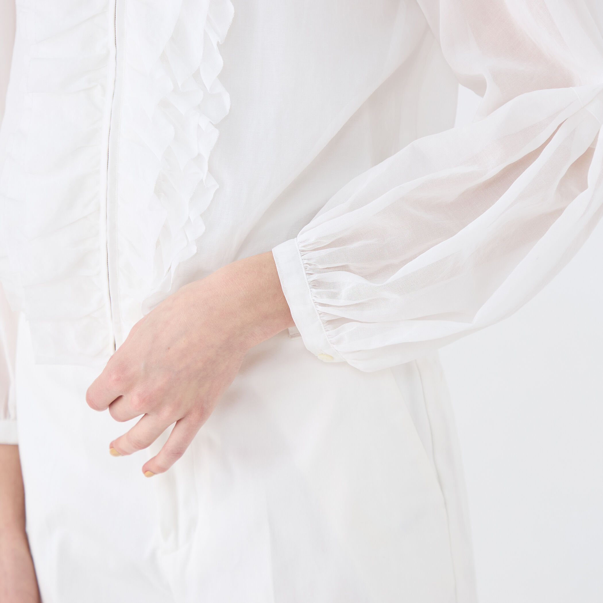 ルコットンオーガンジー ジップアップブラウス｜トゥモローランド 公式通販