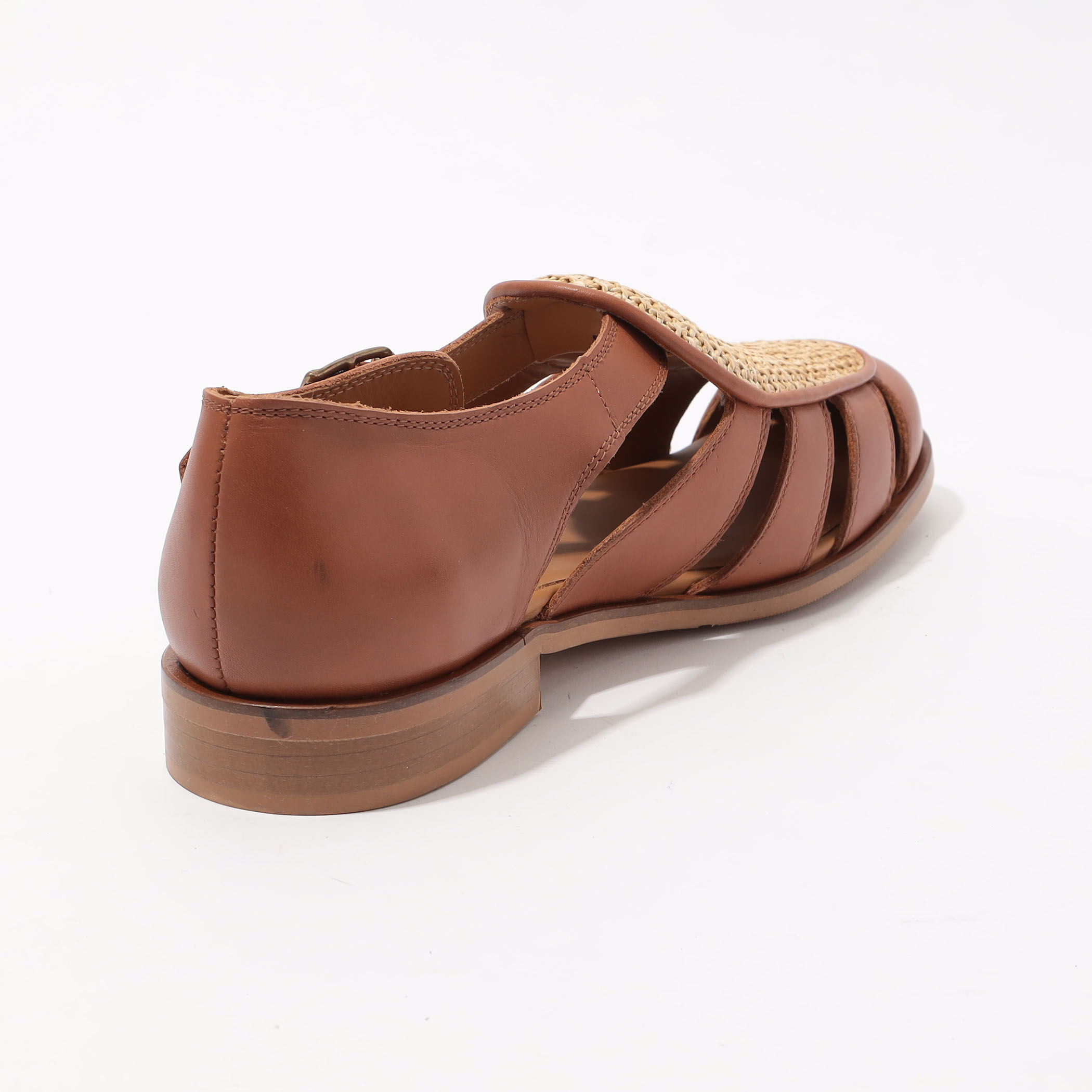 イタリア製 SOLOVIERE レザーサンダル ソロヴィエール WARMFRAN FRANCK BLACK RAFFIA｜Jacques Soloviere（ジャック ソロ