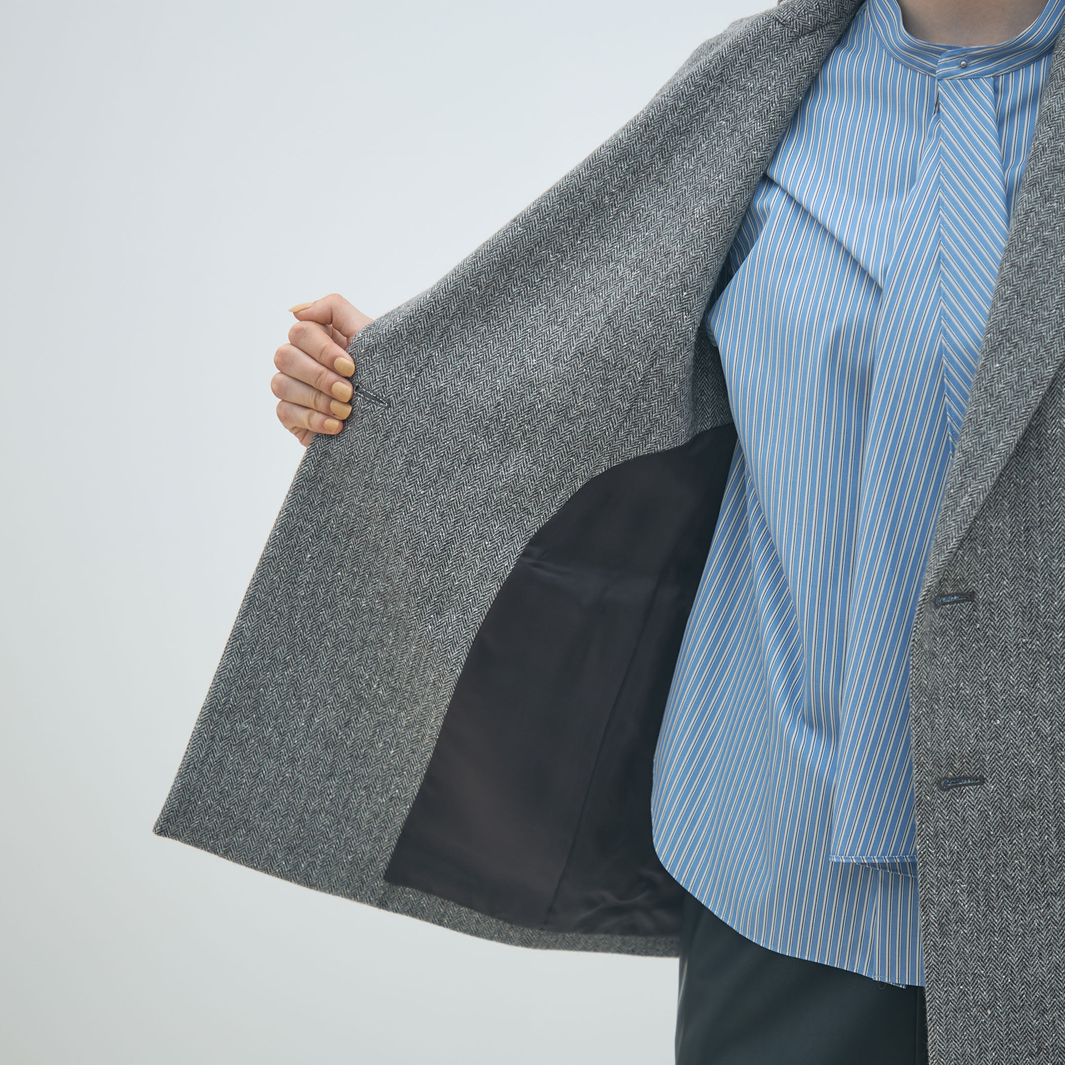 シルクネップヘリンボーン ダブルブレストジレ