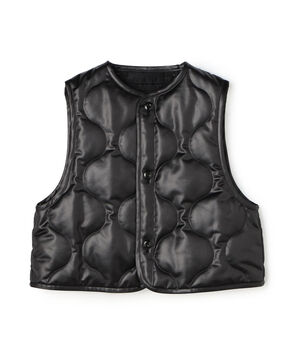 HYKE FAUX LEATHER QUILTED CROPPED VEST フェイクレザー キルトベスト