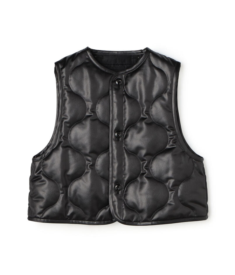 HYKE FAUX LEATHER QUILTED CROPPED VEST フェイクレザー キルトベスト