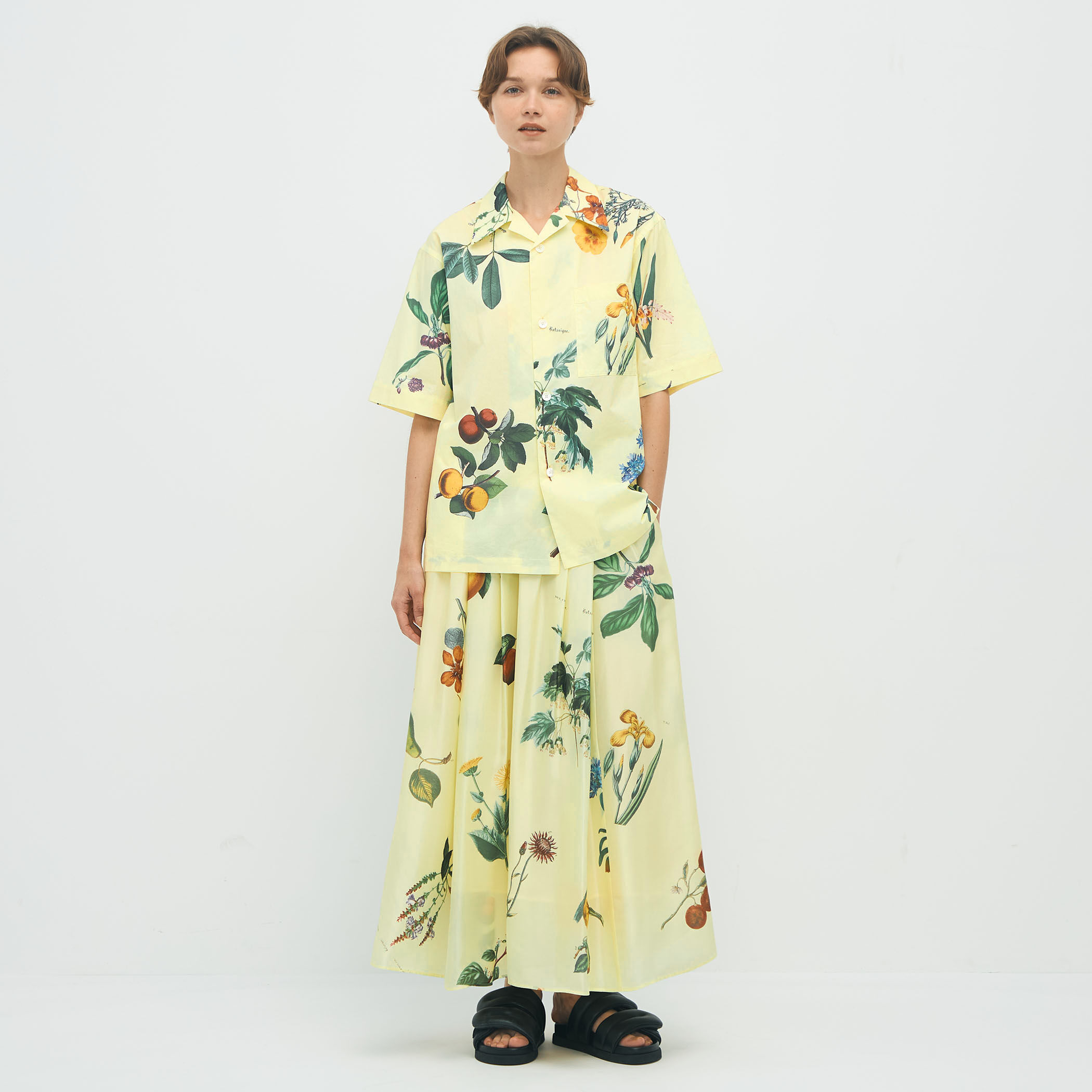 CABaN コットン Green Showerプリント ハーフスリーブシャツ