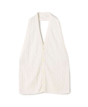 カシミヤシルク ケーブルニットホルターネックベスト