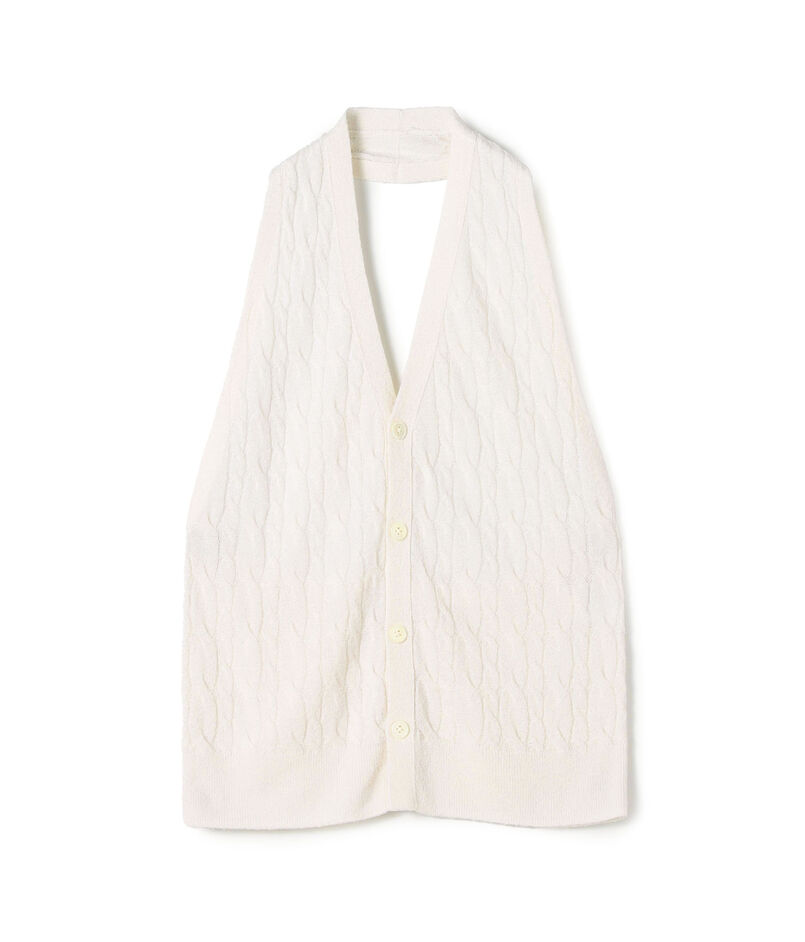 カシミヤシルク ケーブルニットホルターネックベスト