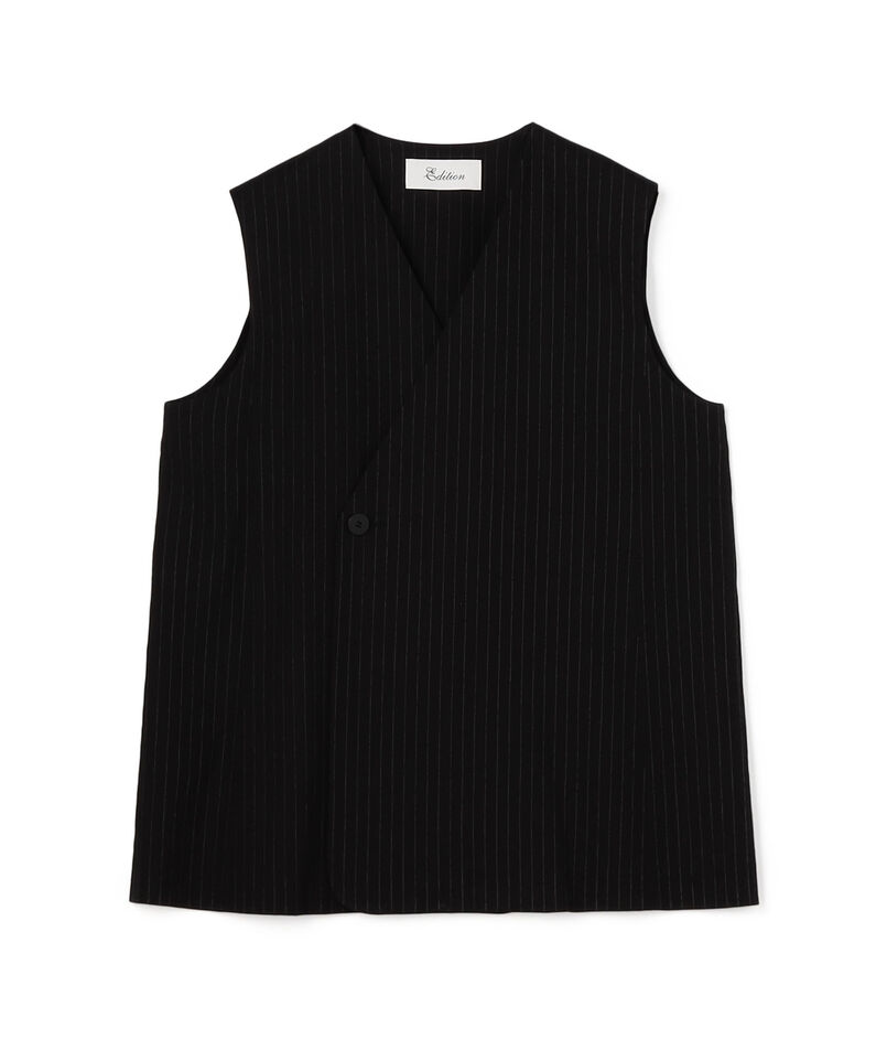 ■リネンストレッチ Vネックジレ