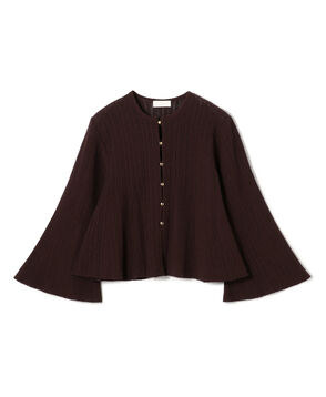 ■ブークレーミラノリブボーダー フレアカーディガン