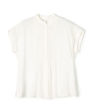 スムースラミー フロントシャーリングブラウス