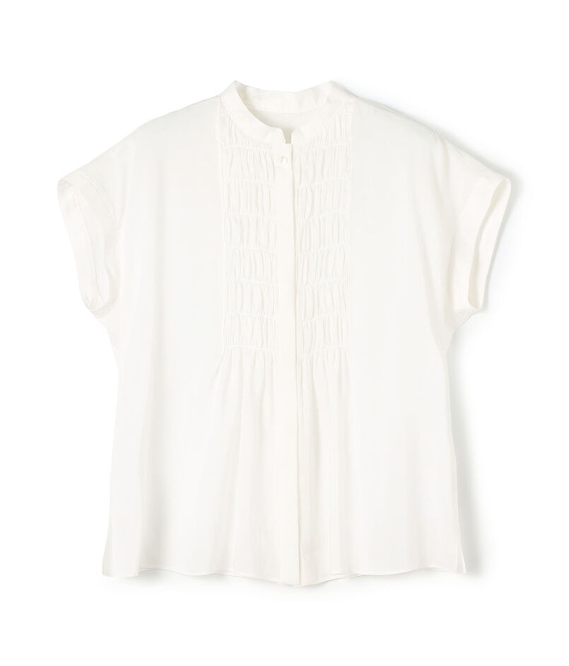 スムースラミー フロントシャーリングブラウス