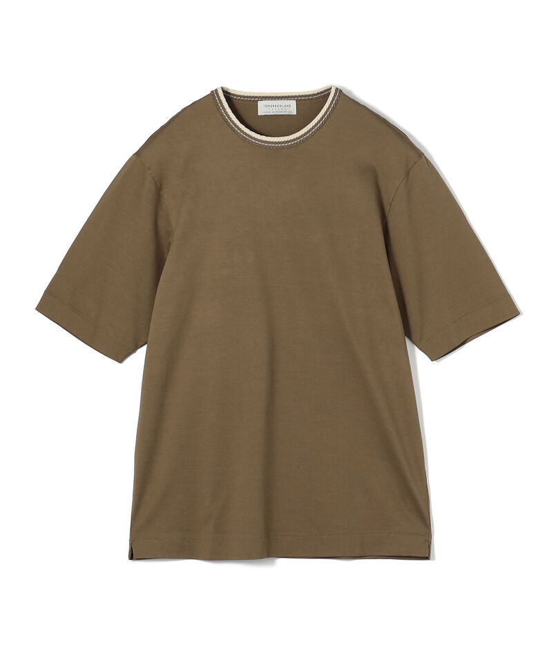 スーピマコットンシルケット リンキングニット襟Tシャツ