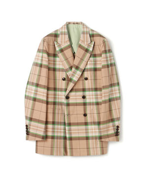シルクコットンチェック ダブルブレストジャケット