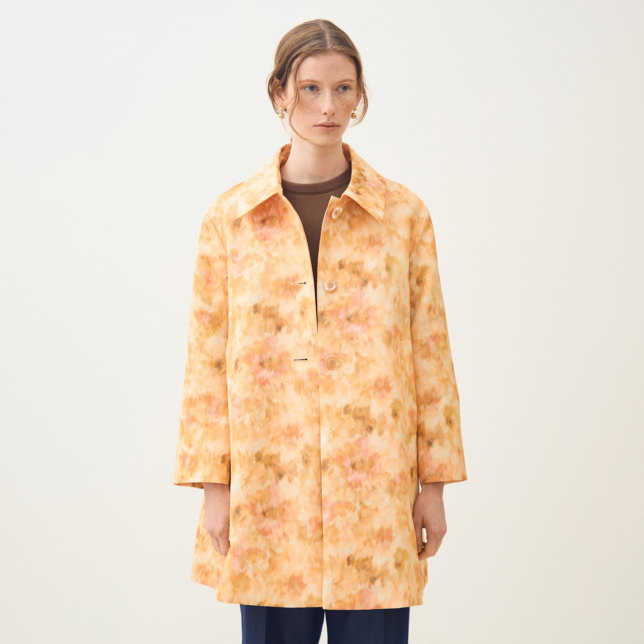 アンプリメジャカード ステンカラートラペーズコート