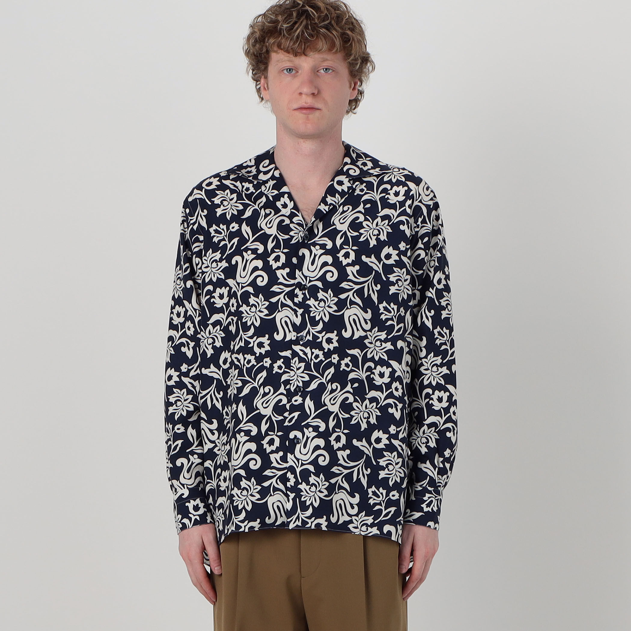 ERRICO FORMICOLA セルロースプリント オープンカラー ロングスリーブ