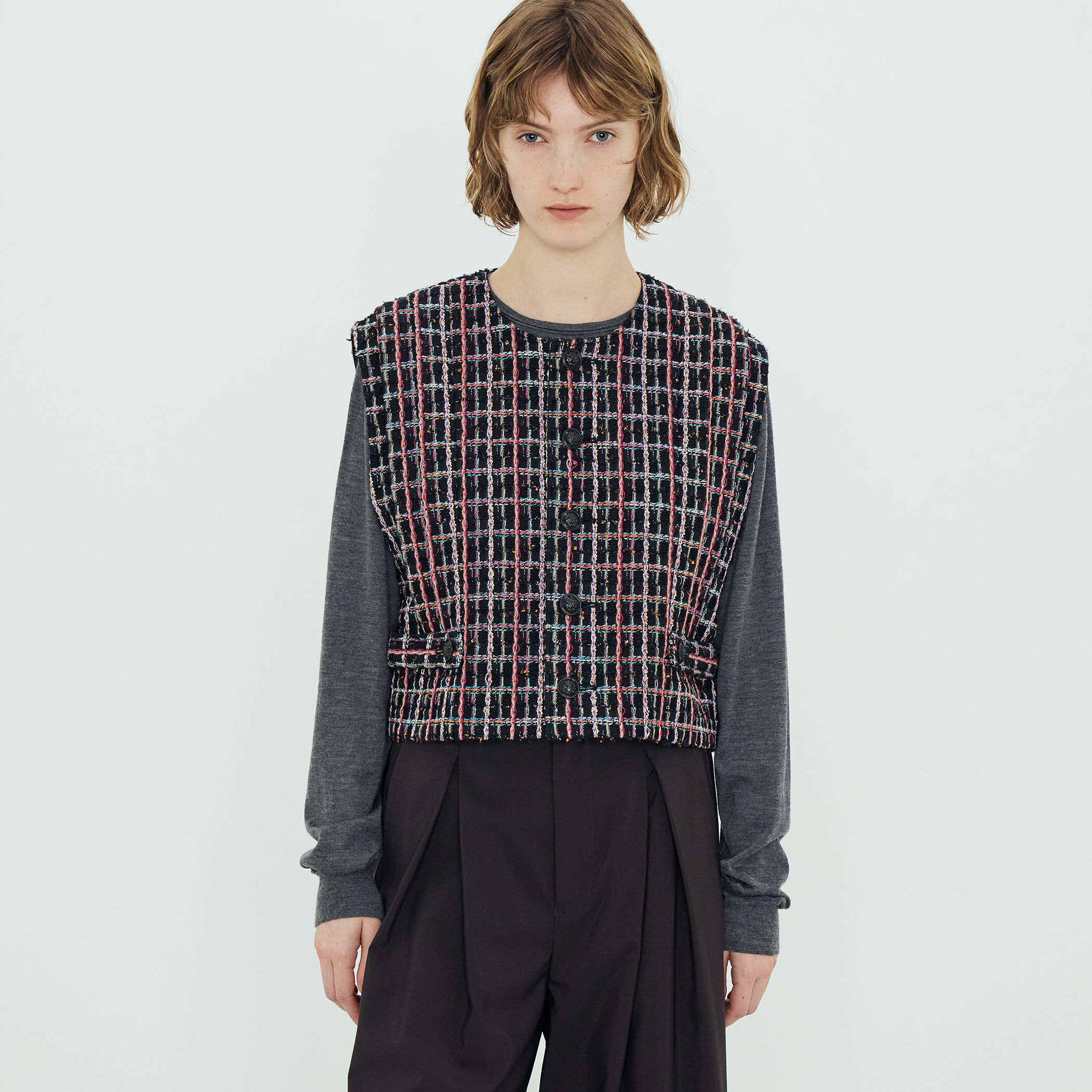 ミックスツイード ショートジレ｜トゥモローランド 公式通販