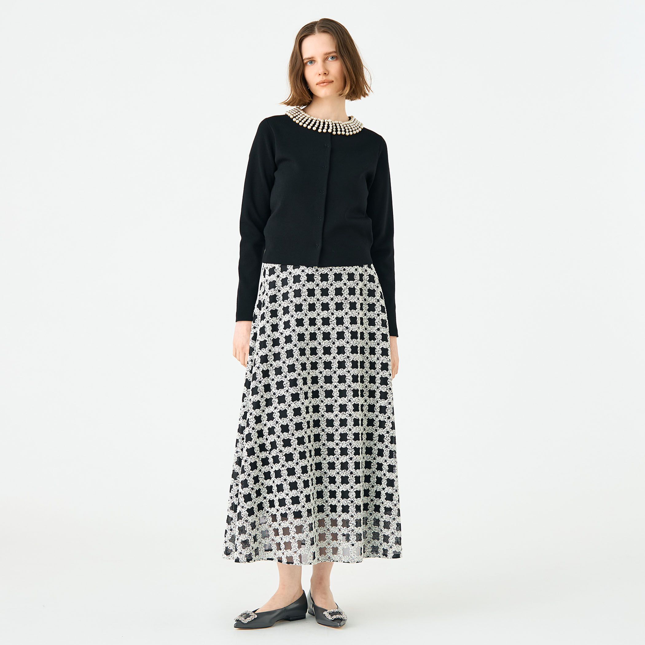 トゥモローランド★Ballsey パール襟付きカーディガン　ブラック トゥモローランド☆Ballsey パール襟付きカーディガン ブラック