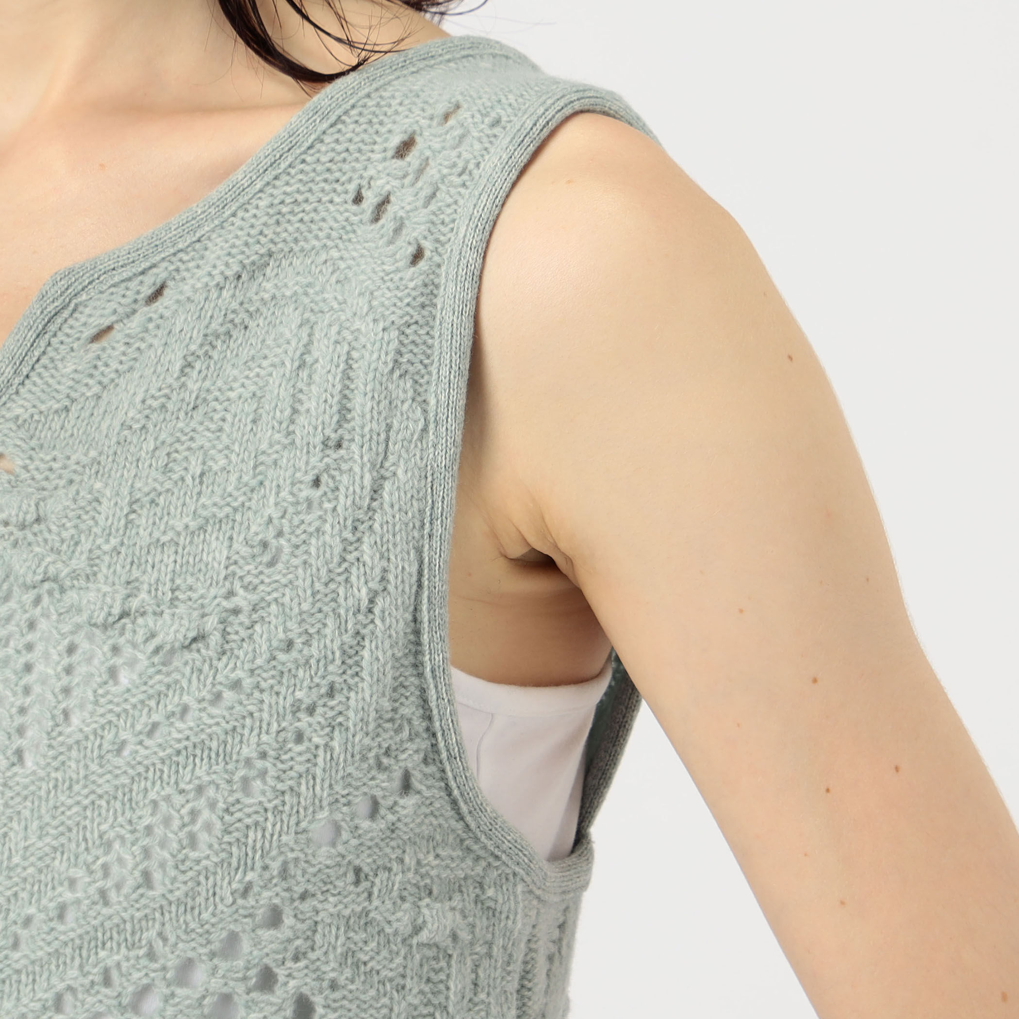 Mame Kurogouchi Multi Pattern Low Gauge Knitted Sleeveless Top