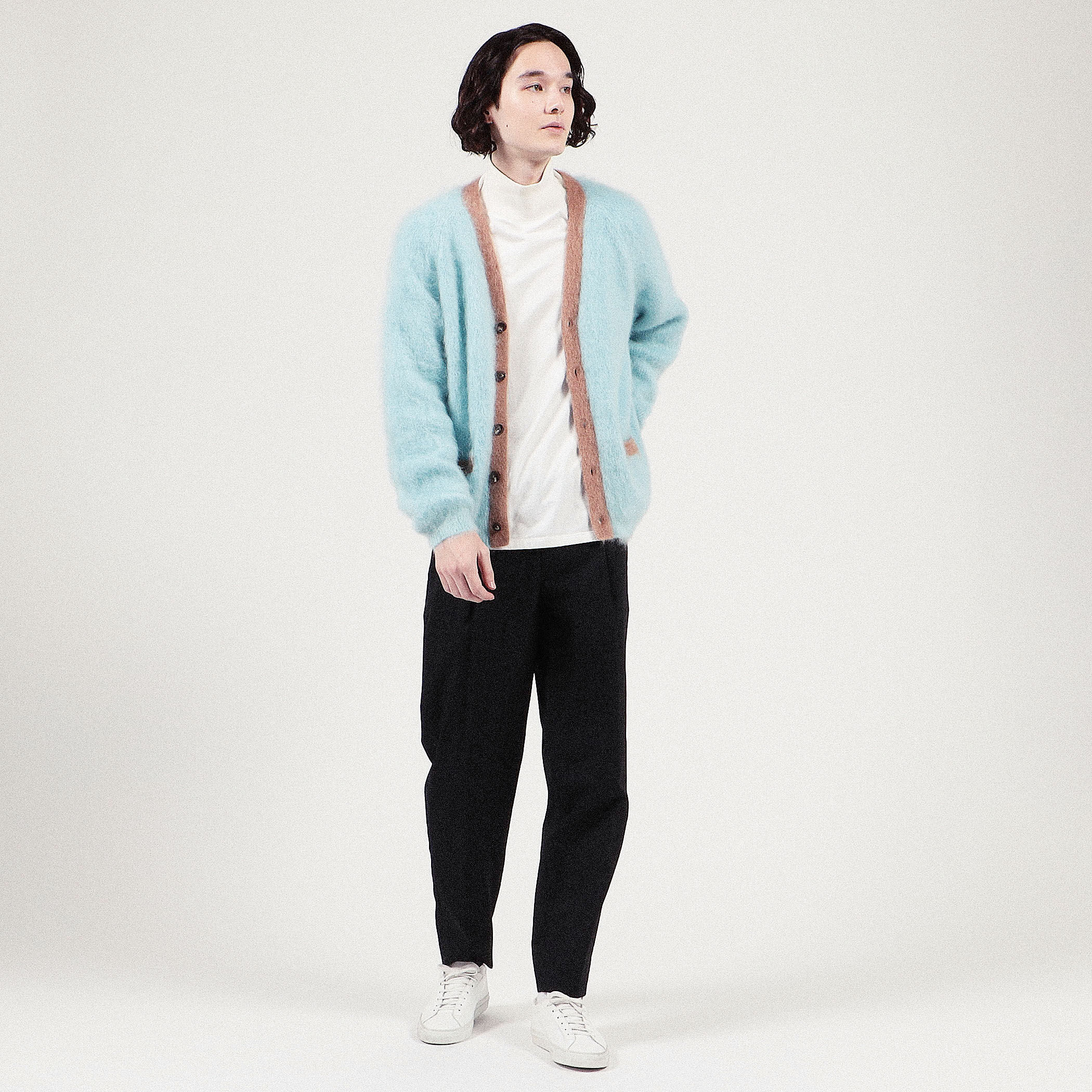 □CABaN モヘヤ Vネックバイカラーカーディガン｜トゥモローランド