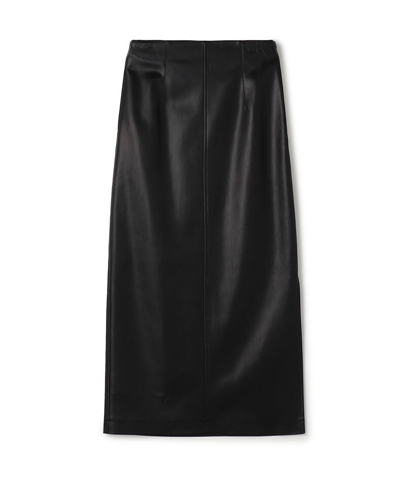 レザーライク Iラインスカート