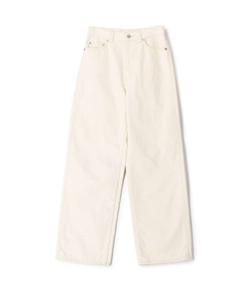 コットンホワイトデニム セミワイドパンツ