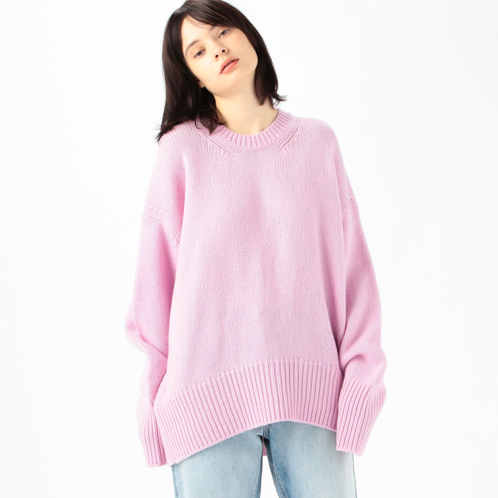 新品同様 GALERIE VIEファインウール クルーネックプルオーバー ピンク