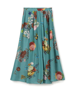 シルク BOUQUETプリント フレアスカート