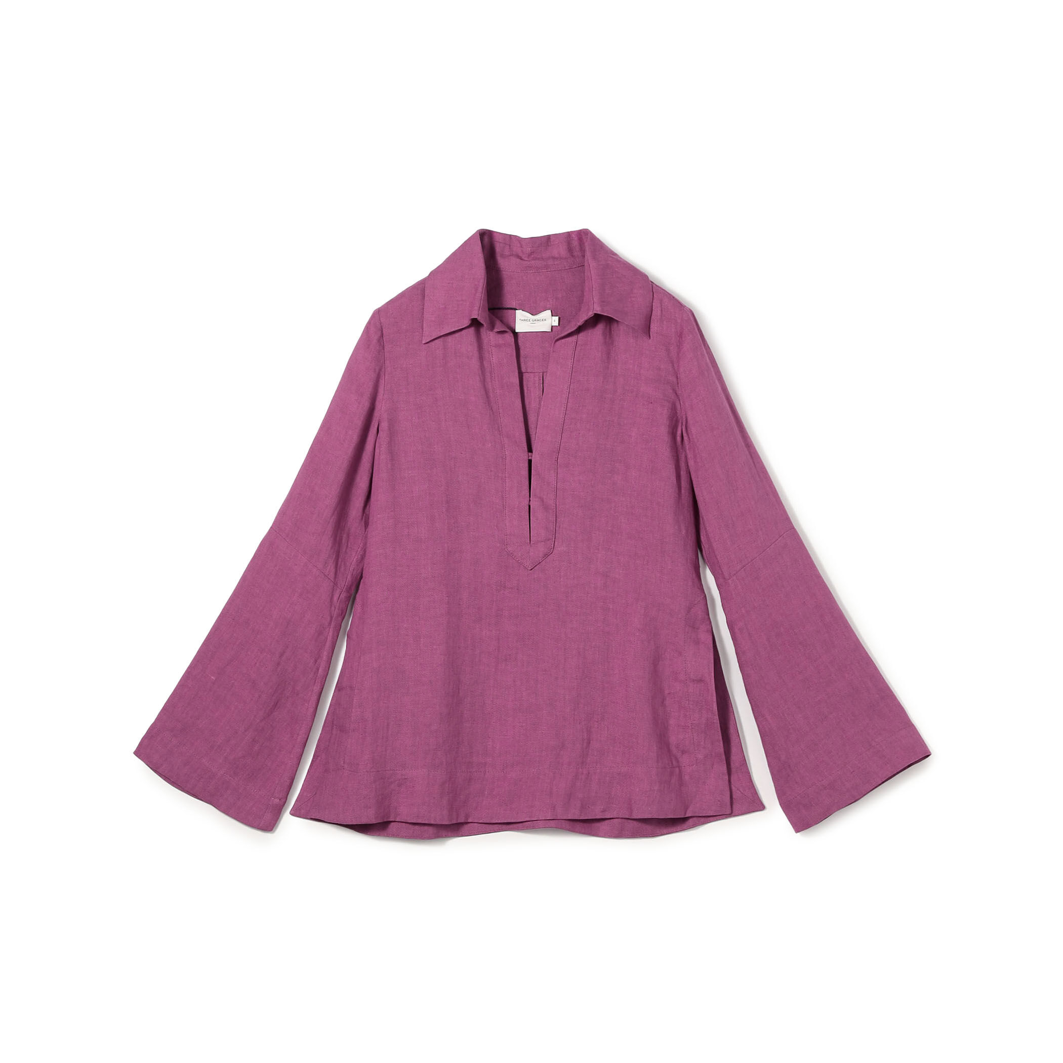【TOMORROWLAND】トゥモローランド フレアベルテッドジレ カーキ Three Graces EDIE TOP スキッパーカラー リネンシャツ