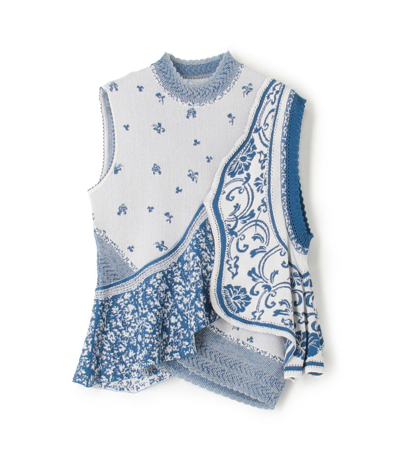 Mame Kurogouchi Asymmetric Pattern Knitted Top