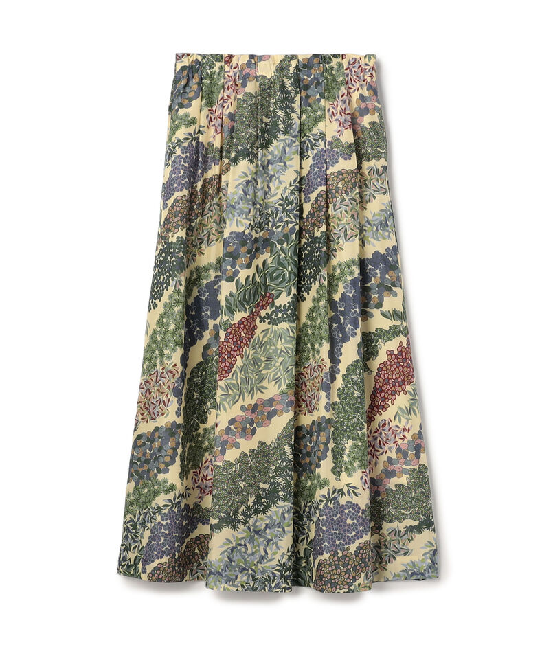 FLOWER RIVERプリント タックロングスカート
