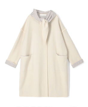 モンゴルカシミヤ フーデッドニットコート