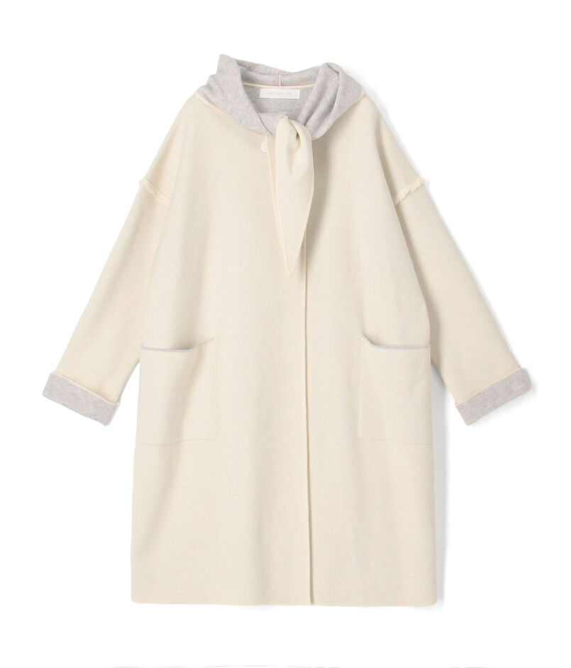 モンゴルカシミヤ フーデッドニットコート
