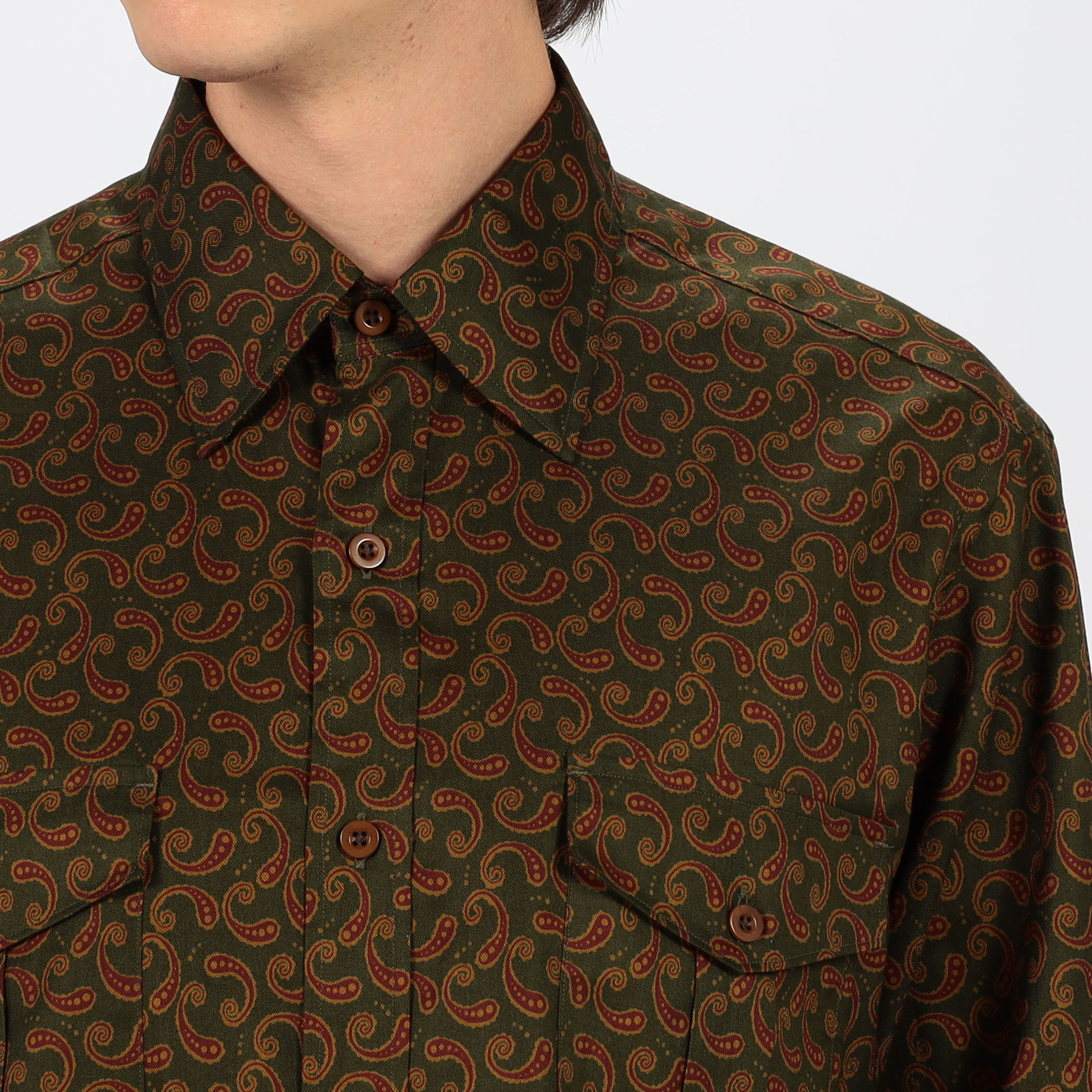 【美品】シルク混 トゥモローランド ピルグリム　ペイズリー シャツ　長袖　M TOMORROWLAND - トゥモローランド ピルグリム シャツ ワイシャツ 長袖