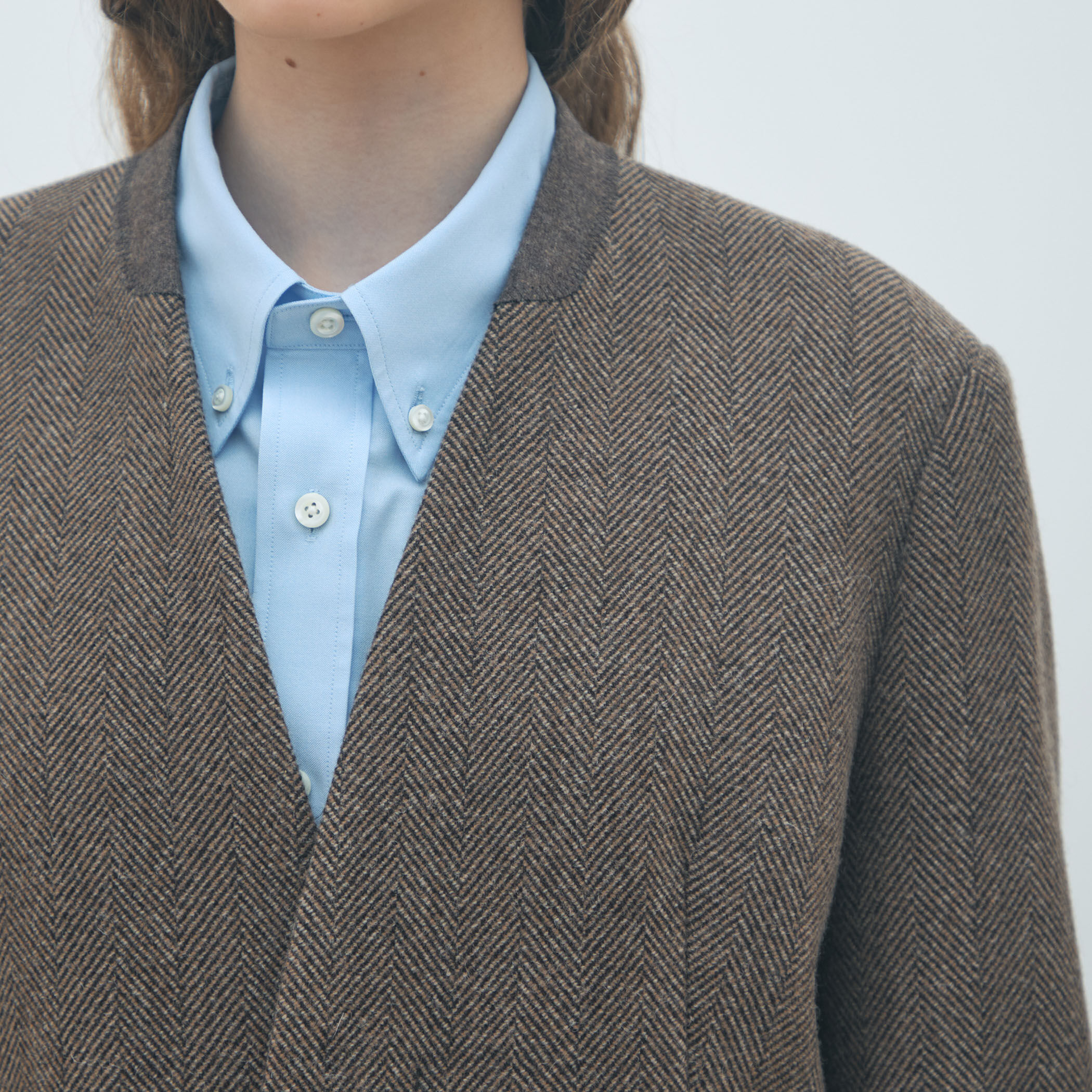 アルパカヘリンボーン カラーレスジャケット｜トゥモローランド 公式通販