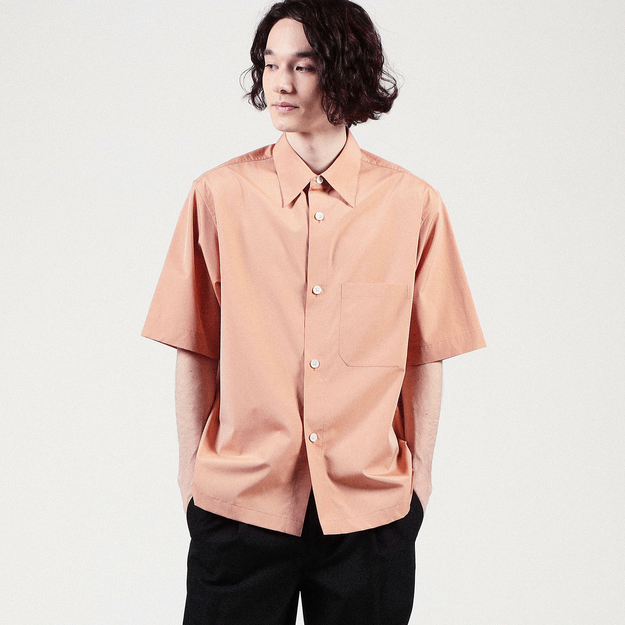 CABaN コットン シャンブレー ハーフスリーブシャツ